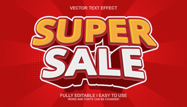 Modelo de estilo de efeito de texto de super venda 3D editável para promoção