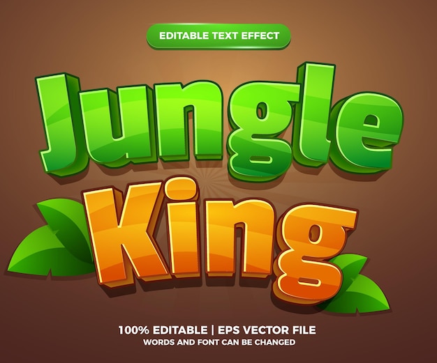 Modelo de estilo de efeito de texto editável em quadrinhos de desenho animado jungle king