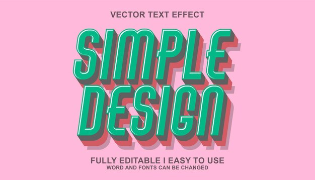 Modelo de estilo gráfico de efeito de texto de design simples editável em 3D