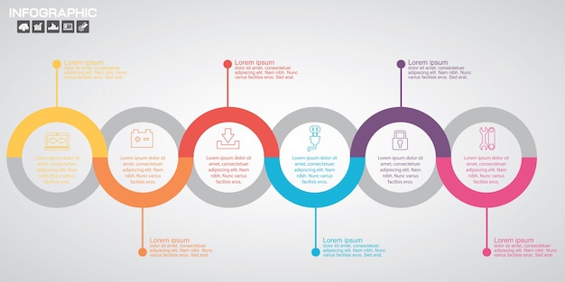 Modelo de etapas de diagrama infográfico