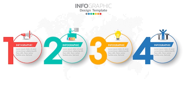 Modelo de etapas infográfico marketing digital digital para conteúdos de negócios.