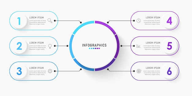 Modelo de etiqueta de infográfico com ícones e opções ou etapas.