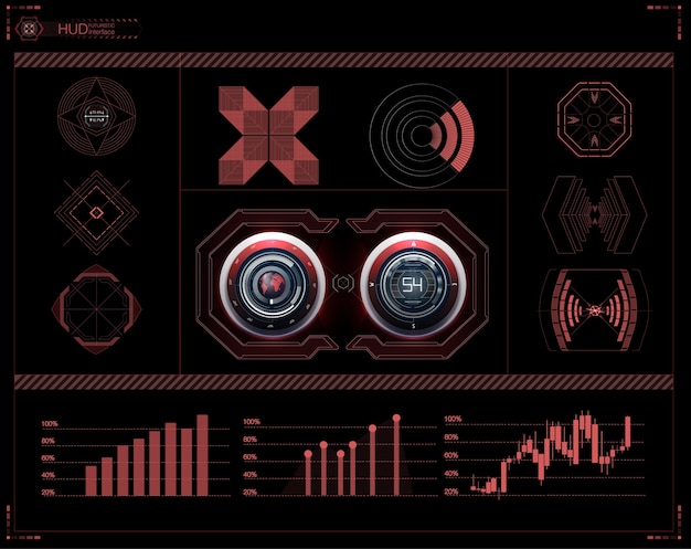 Vetor modelo de exibição de head-up. hud futuro.