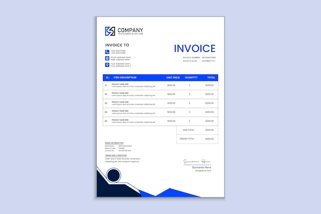 Modelo de fatura criativa corporativa moderna para o seu negócio