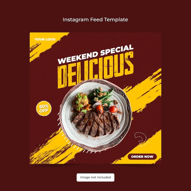 Vetor modelo de feed de comida do instagram