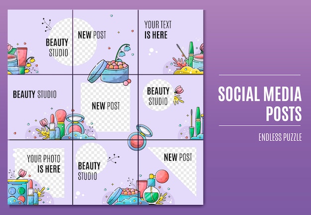 Modelo de feed de quebra-cabeça do Instagram para salão de beleza