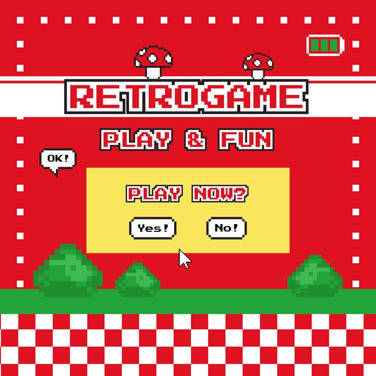 Vetor modelo de feed do instagram pixel art retrô vintage jogo 8bit estilo anos 90 postagens nostálgicas nas redes sociais