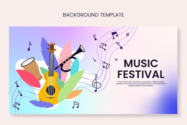 Modelo de festival de música colorida gradiente