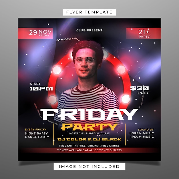 modelo de flyer de festa sexta-feira à noite