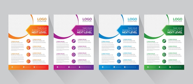 Modelo de flyer de negócios criativo e colorido, conjunto de design, modelo de ilustração vetorial