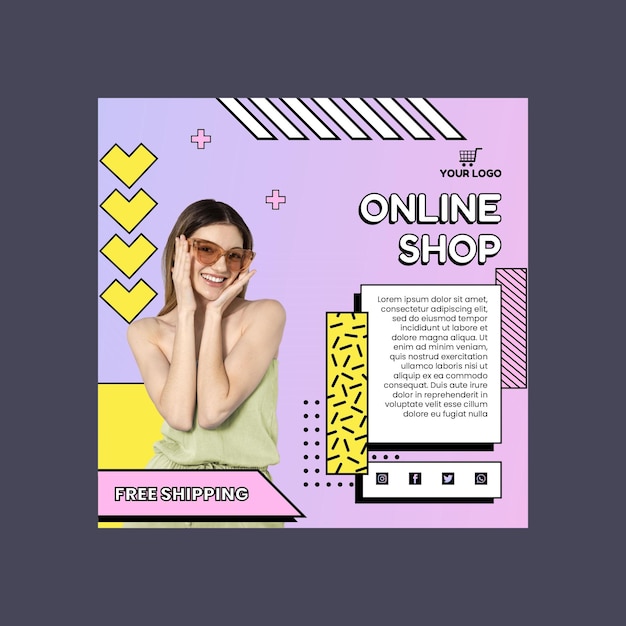 Modelo de flyer quadrado de compras online