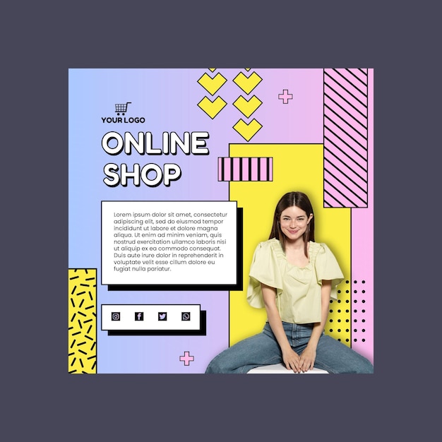 Modelo de flyer quadrado de compras online