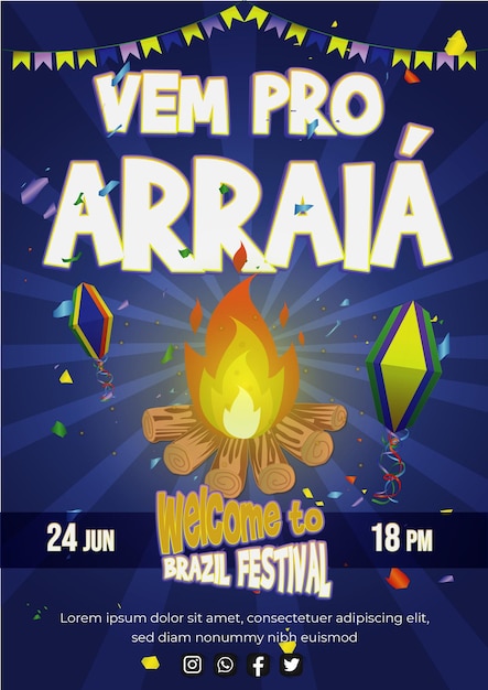 Vetor modelo de flyer vetorial realista de são joão