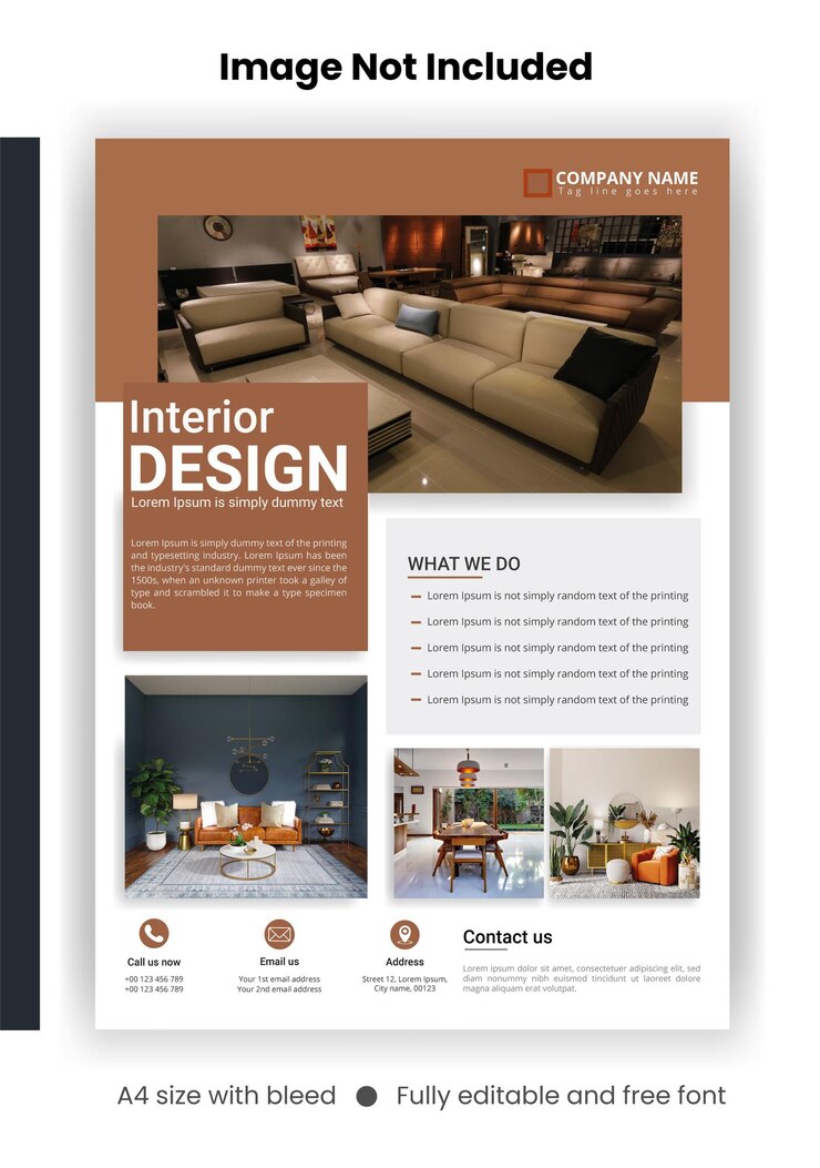 Vetor modelo de folheto corporativo para design de interiores
