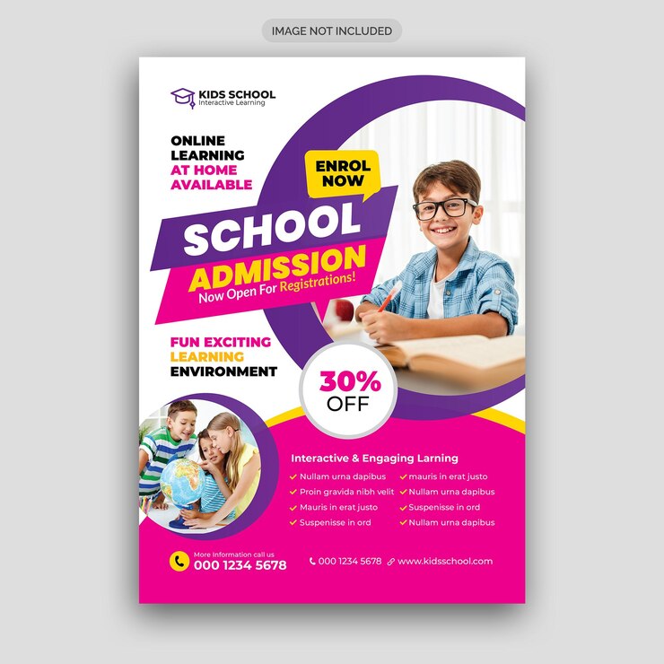 Vetor modelo de folheto de admissão de educação escolar psd