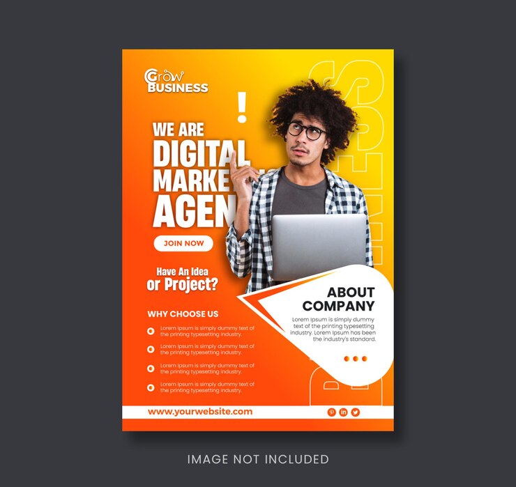 Modelo de folheto de agência de marketing digital moderna