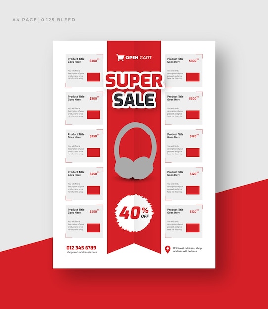 Modelo de folheto de catálogo de venda de produtos de supermercado design de folheto de lista de produtos de supermercado