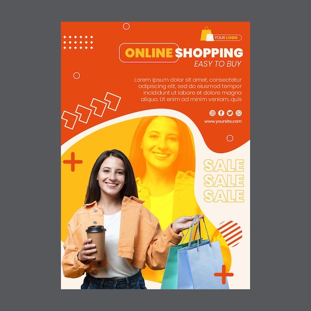 Vetor modelo de folheto de compras online