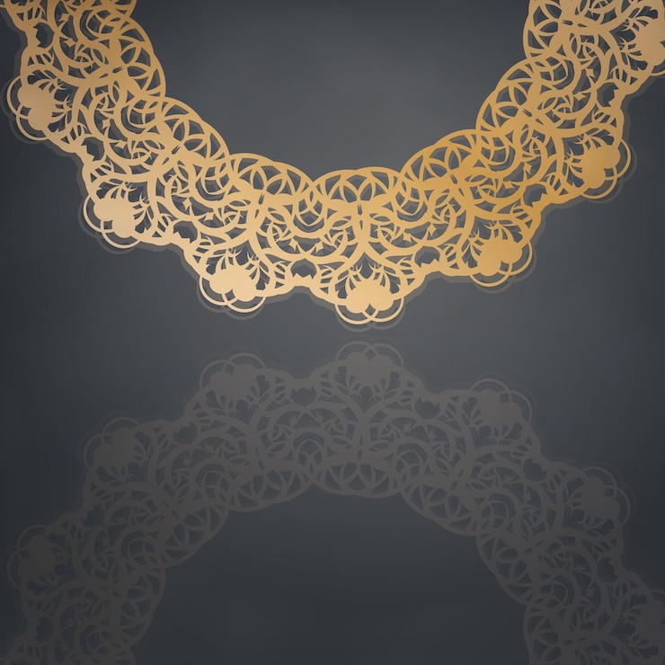 Vetor modelo de folheto de cor preta com padrão abstrato de ouro para a sua marca.