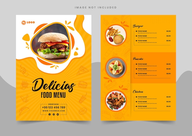 Modelo de folheto de design de menu de comida