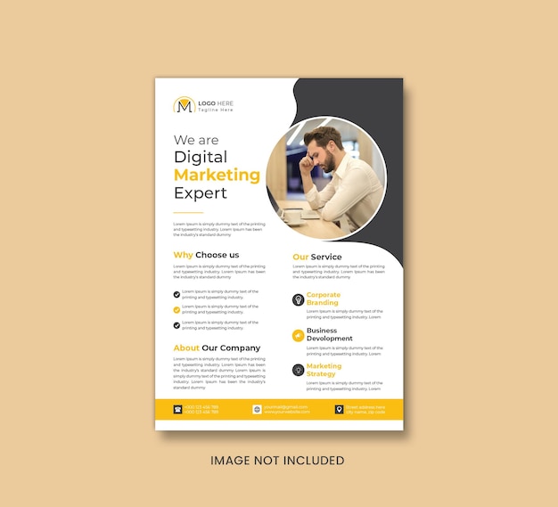 Modelo de folheto de especialista em marketing digital moderno vetorial ou capa de folheto