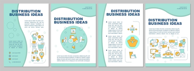 Modelo de folheto de ideias de empresa de distribuição. comércio por atacado. folheto, folheto, impressão de folheto, design da capa com ícones lineares. layouts de vetor para apresentação, relatórios anuais, páginas de anúncios