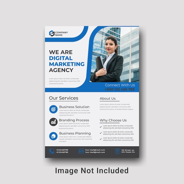Modelo de folheto de marketing digital design de folheto de negócios corporativos