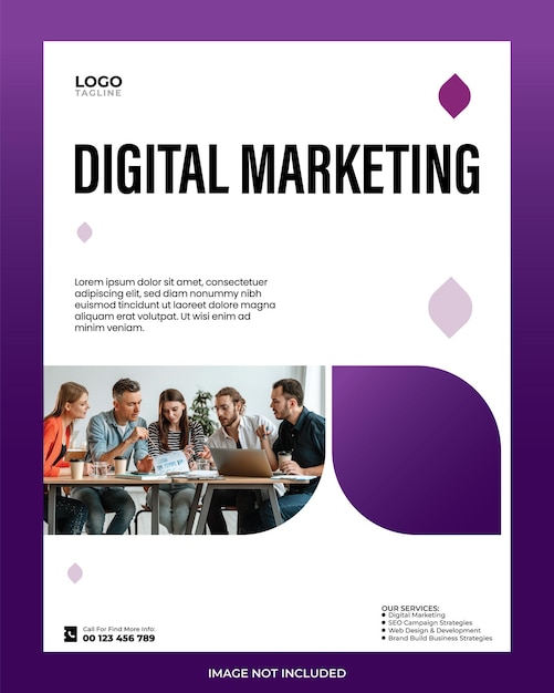 Modelo de folheto de marketing digital