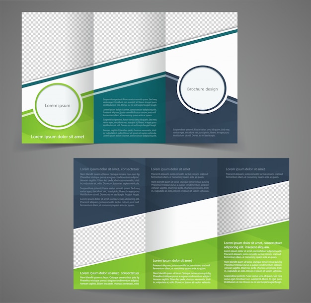 Modelo de folheto de negócios dobrável em três partes, design de modelo frente e verso