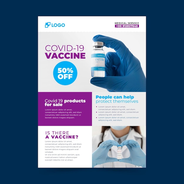 Modelo de folheto de produtos médicos para Coronavírus com foto
