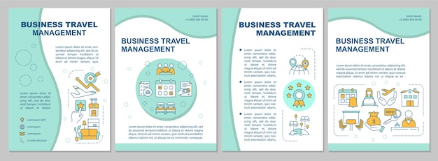 Vetor modelo de folheto de reserva de viagens online. gestão de viagens de negócios