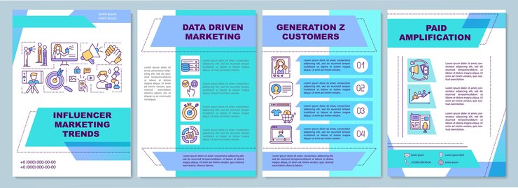 Vetor modelo de folheto de tendências de marketing influenciador