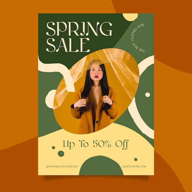Modelo de folheto de venda de primavera com foto