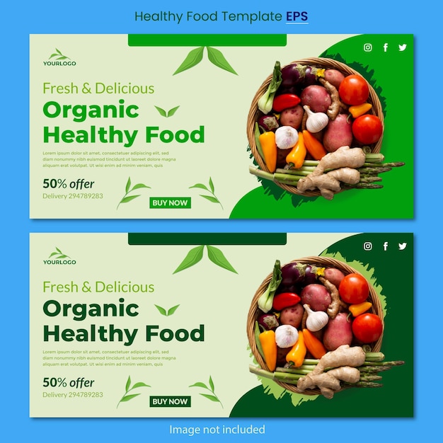 Modelo de folheto de vetor de postagem de mídia social de alimentos vegetais e saudáveis Instagram