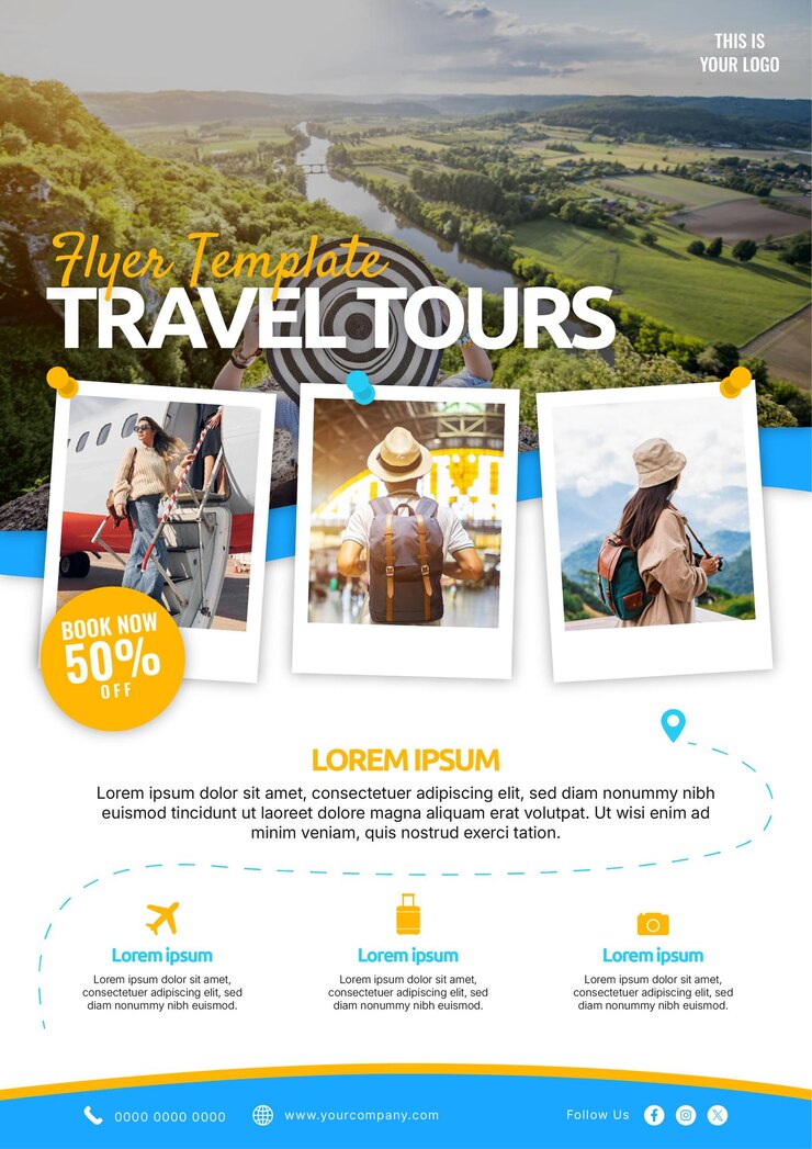 Vetor modelo de folheto de viagens