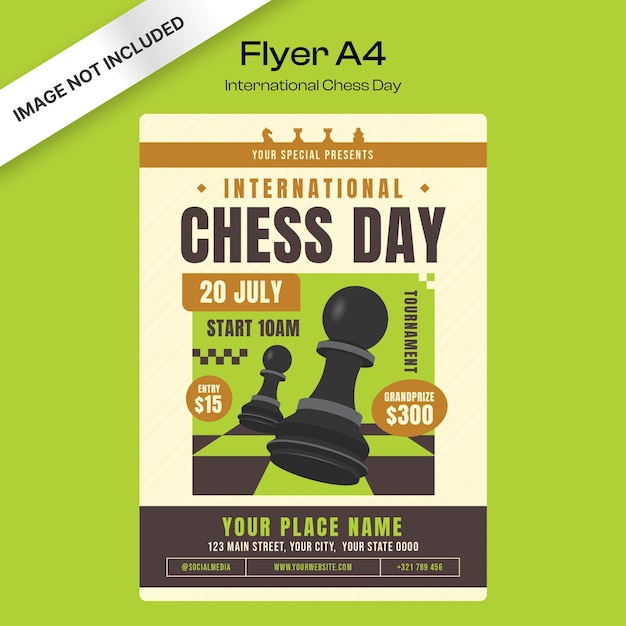 Vetor modelo de folheto do dia internacional do xadrez
