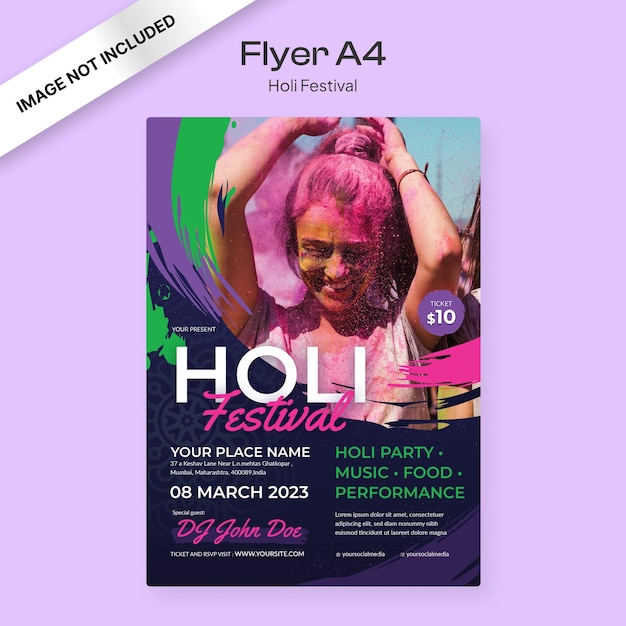 Modelo de folheto do Festival de Holi