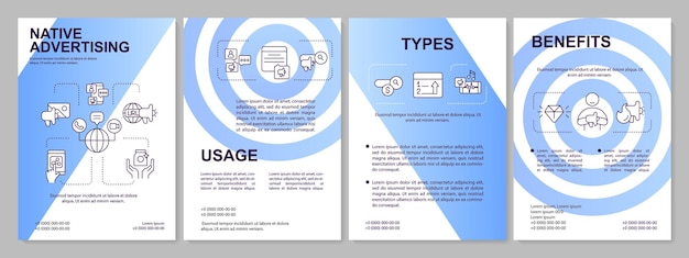 Vetor modelo de folheto gradiente azul de tática de publicidade nativa