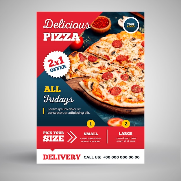 Modelo de folheto - pizza deliciosa