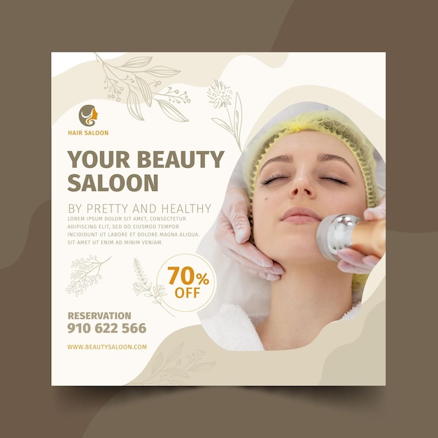 Modelo de folheto quadrado para salão de beleza