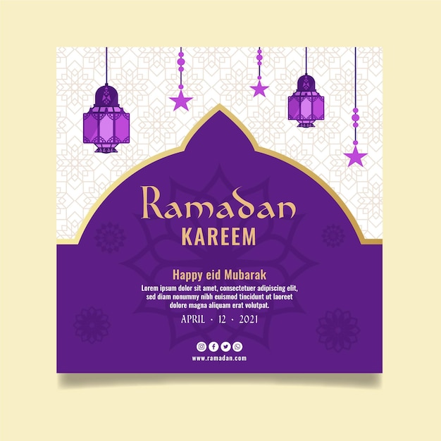 Vetor modelo de folheto quadrado ramadan