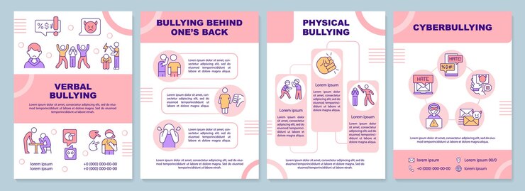 Vetor modelo de folheto rosa de bullying adolescente