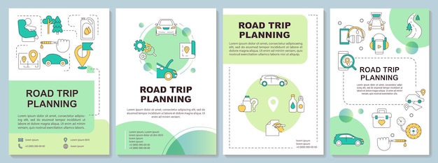 Modelo de folheto verde de planejamento de viagem por estrada