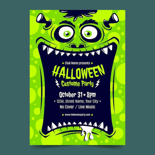 Modelo de folheto vertical plano de halloween