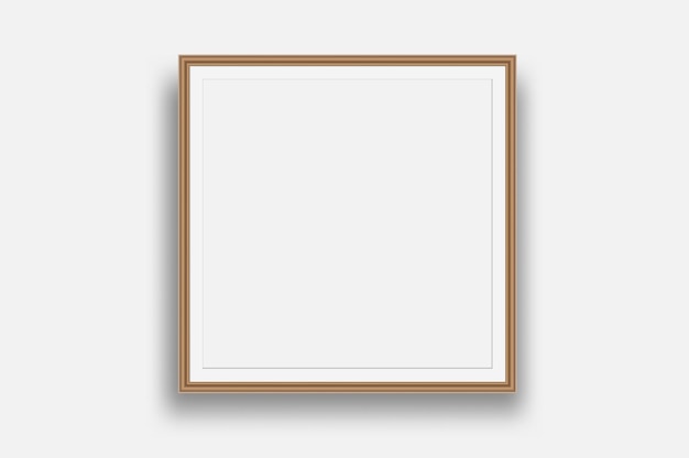 Modelo de foto de moldura de plástico ou metálica em branco quadrado dourado Modelo de enquadramento de foto de parede vazia