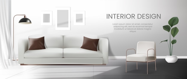Modelo de fundo de elementos interiores realistas