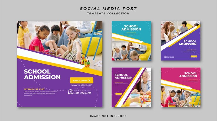 Modelo de fundo de postagens de redes sociais para design de admissão escolar