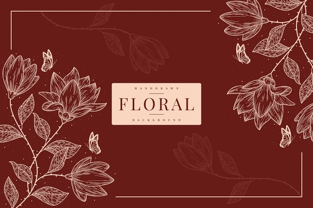 Modelo de fundo floral vintage handdrawn