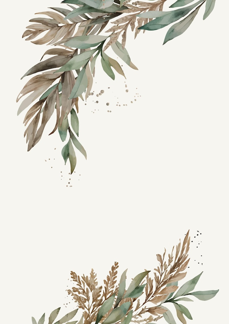 Vetor modelo de fundo vertical com espaço para texto de aquarela folhas pampas grass