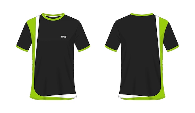 Vetor modelo de futebol ou futebol verde e preto de t-shirt para clube de equipe em fundo branco. esporte de jersey.